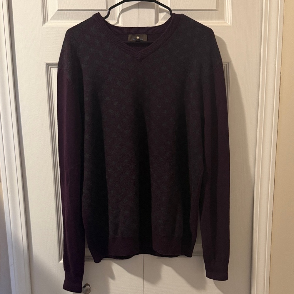 Toscano Men’s V-Neck Wool-Blend Sweater, Size L